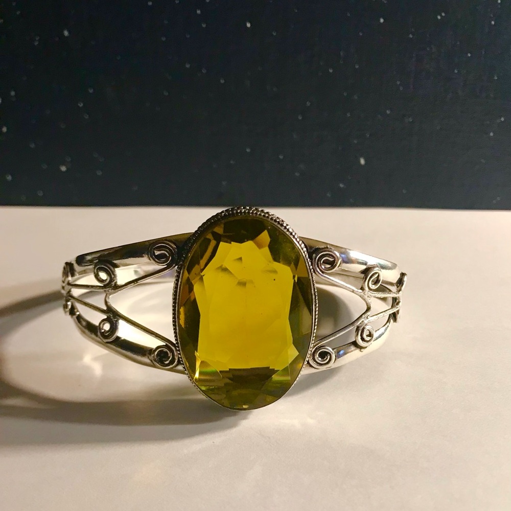Stampd 925 Sterling Silver Citrine Cuff Bracelet